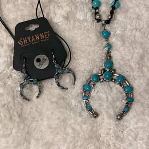 Shyanne Silver-Tone Turquoise Naja Necklace with Matching Earrings